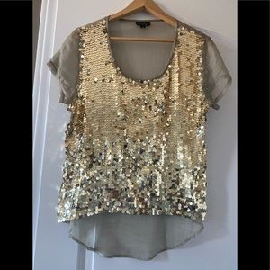 Topshop Gold Sequinned Blouse